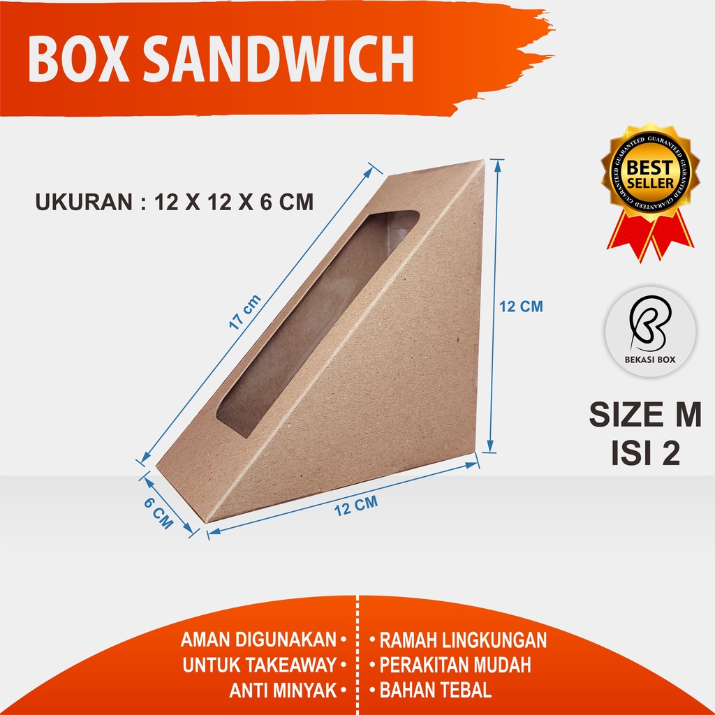 BOX SANDWICH ISI 2 / SANDWICH SEGITIGA / SANDWICH BOX FRUIT / BOX SANDWICH LAMINASI WINDOW