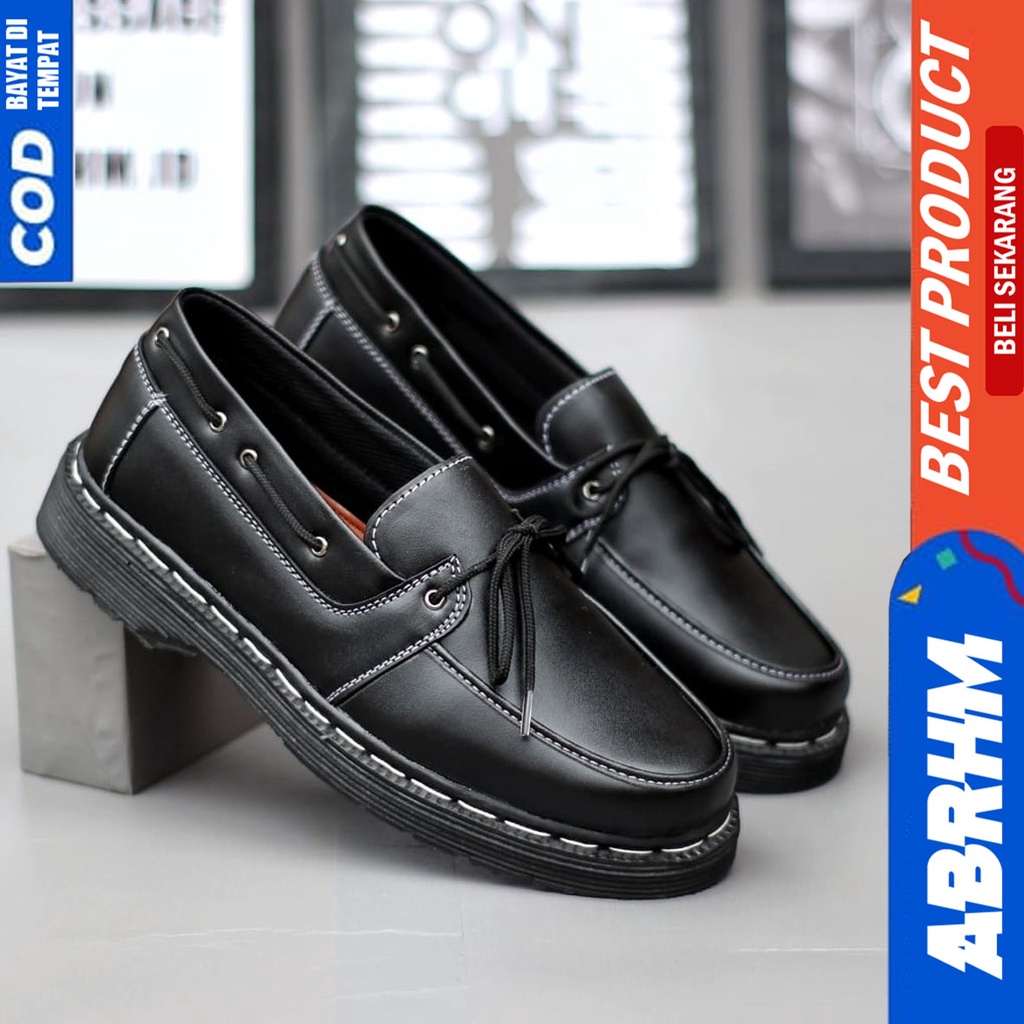 Sepatu Pantofel Kerja Formal Pria Docmart Low Boots Hitam Abrhm Arben