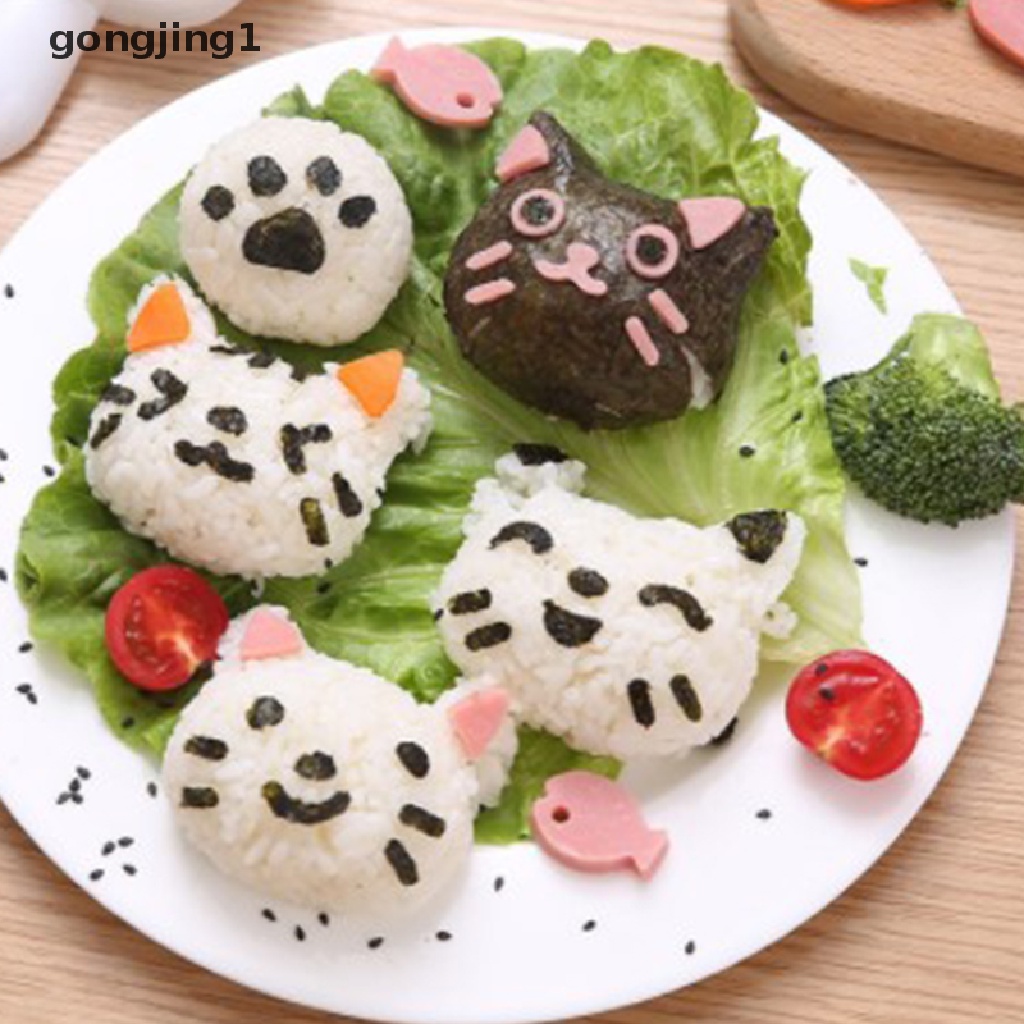 Ggg 1set Cetakan Nasi Sushi Kucing Smile Lucu Decor Cutter Sandwich DIY Tool ID
