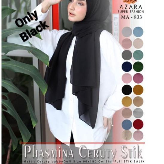 Terlaku ( Khusus Hitam ) Pashmina Ceruty Babydoll Azara Pasmina Ceruti Uno Azara 90 x 180 Pasmina St