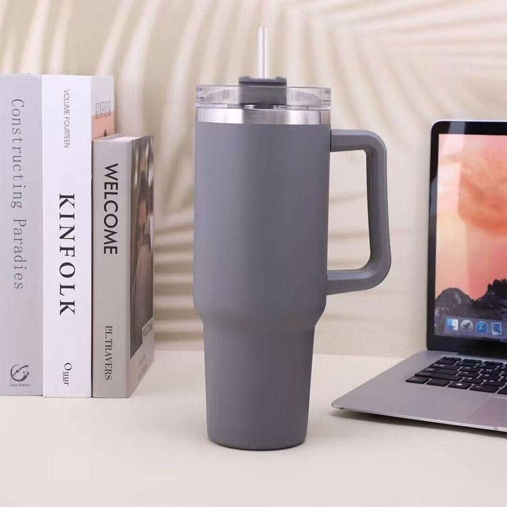 Solighter Mug Tumbler Tahan Lama Dengan Tutup Sedotan Stainless Steel Termos Botol Air