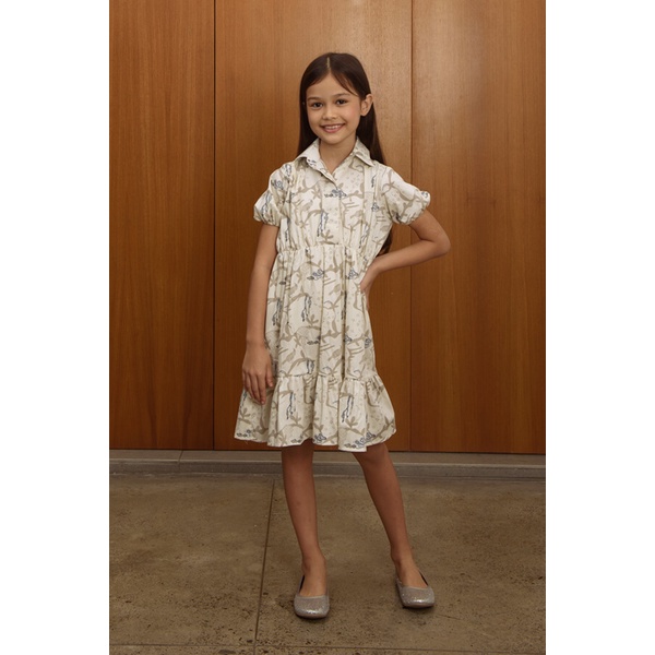 bateeq drees batik anak perempuan Posha Dress Peksi Kawung Cream 459