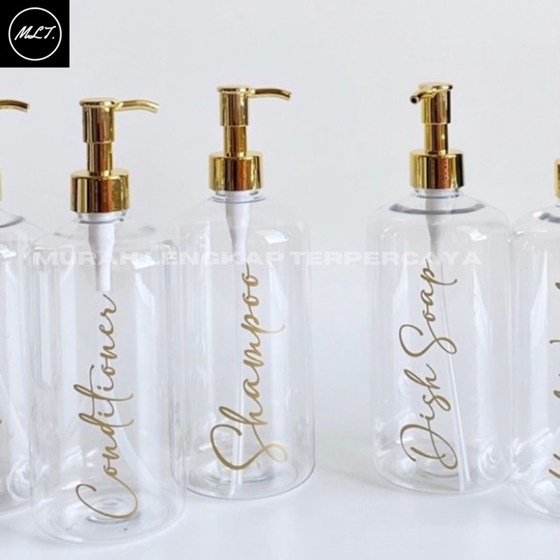 BOTOL BENING 24 500ML GOLD LUXURY CLIP OIL PUMP LOCK AESTHETIC BOTTLE MINIMALIST REFILL ORGANIZER TEMPAT WADAH PEMBERSIH KOSMETIK PET PLASTIK WADAH PLASTIK 500ML 500 ML TUTUP PUMP POMPA GOLD BENING CUSTOME SOUVENIR REFILL REFIL