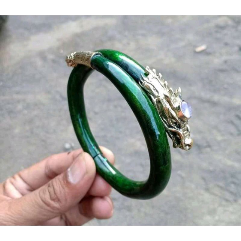 Gelang akar bahar tali arus hijau/ variasi alpaka naga