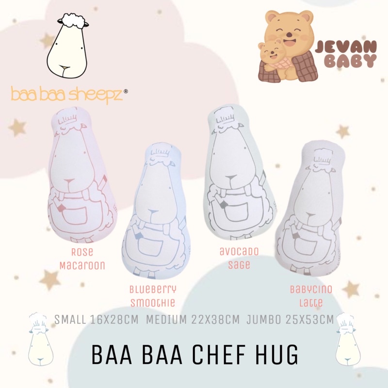 Baabaasheepz x Tiffany Arthur Bed Time Buddy BaaBaa Chef HUG SMALL MEDIUM JUMBO