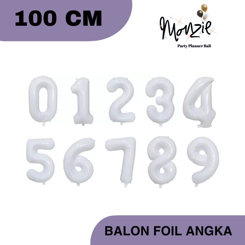 BALON FOIL ANGKA 100CM WARNA PUTIH