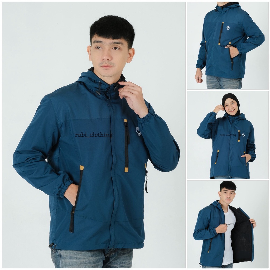 Jaket Parasut Pria Waterproof Original FCF size M L XL XXL / Jaket Pria Musim Dingin Jumbo Anti Air