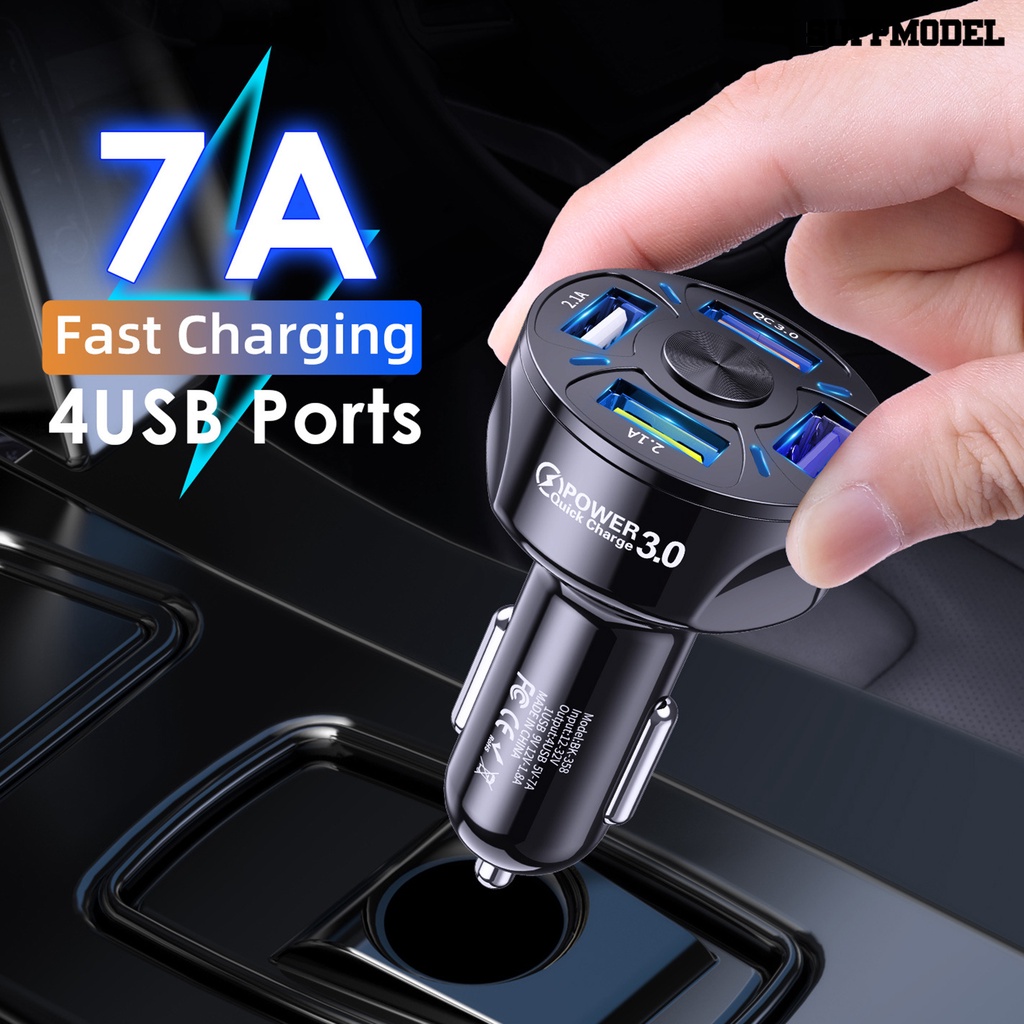 [Auto] Adaptor Charger Mobil Portable 4port USB Mini QC3.0 Fast Charging Untuk Ponsel