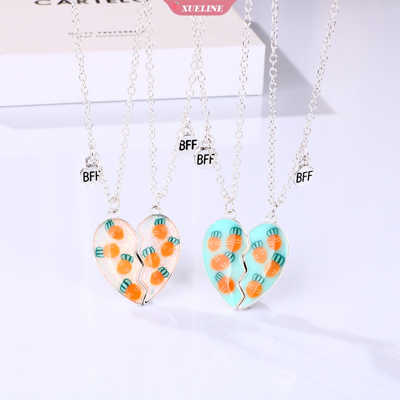 2buah/set Lobak Kecil peach Hati Kalung Sahabat Cinta Kalung Anak Pacar Persahabatan Perhiasan Hadiah Anak [ZXL]