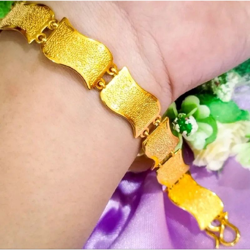 Gelang gelombang lapis emas 24k