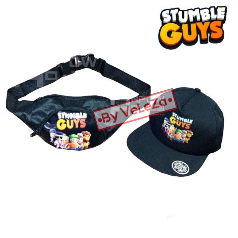 Tas Ransel Troli STUMBLE GUYS 4in1 - Tas + waistbag + topi + tempat pinsil