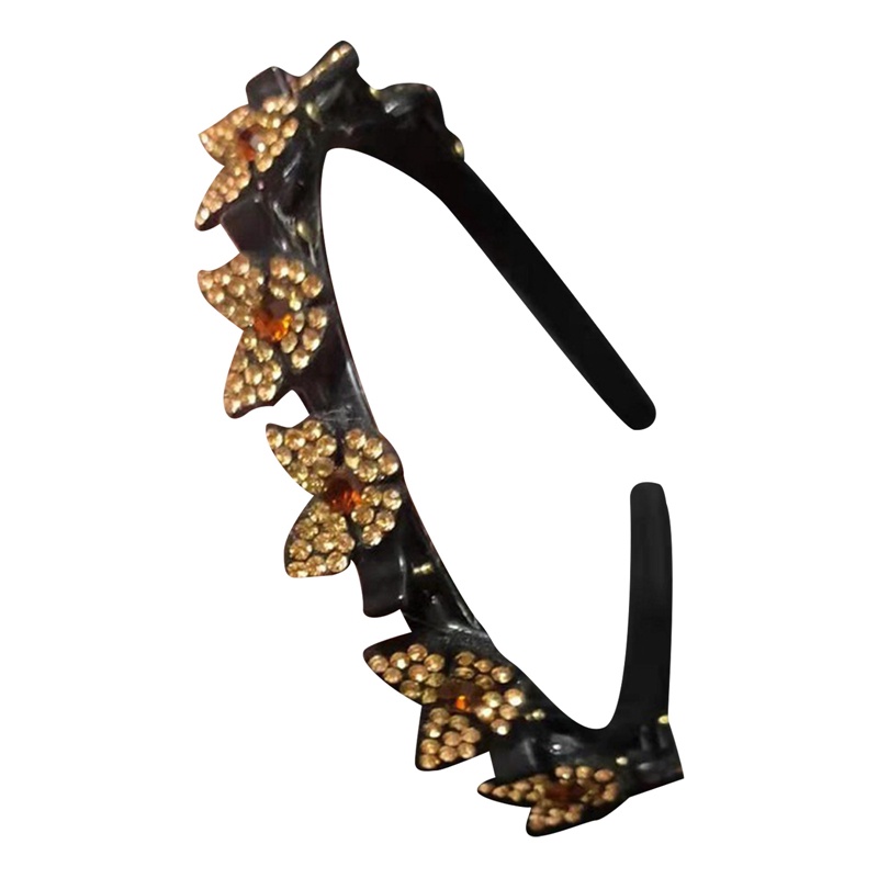 Anti-slip Hairband Berlian Imitasi Kupu-Kupu Ikat Kepala Wanita Rambut Band Hoop Cakar Klip Poni Ganda Gaya Rambut Mengepang Alat