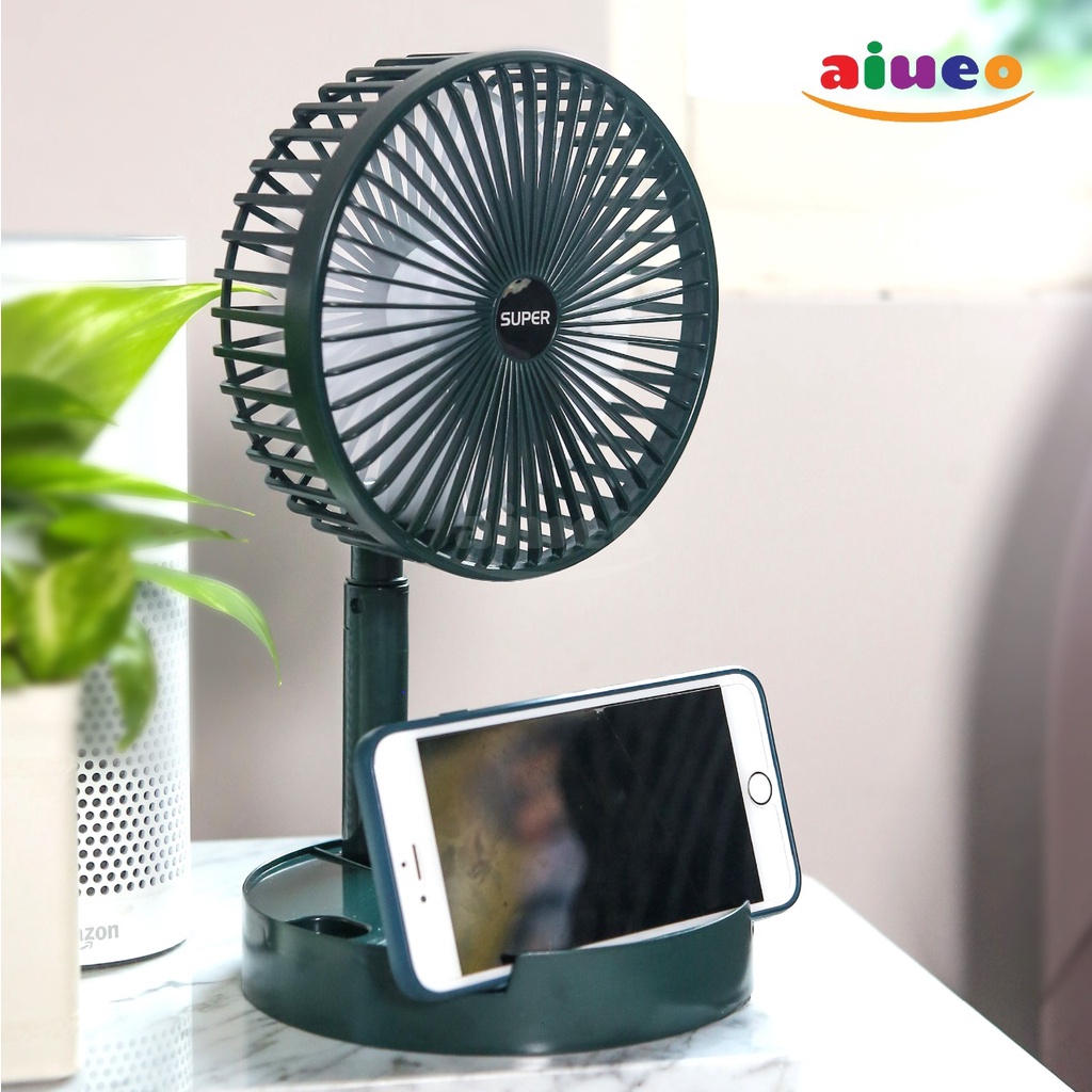 Kipas Angin Mini Portable USB Tatakan HP Lipat Mini Fan Rotate Putar 90 derajat