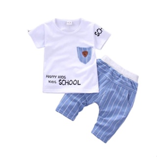 ZAHRA Setelan Baju Anak Laki Laki Lembut HAPPY KIDS SCHOOL | Baju Anak Laki Laki Umur 1 - 6 Tahun