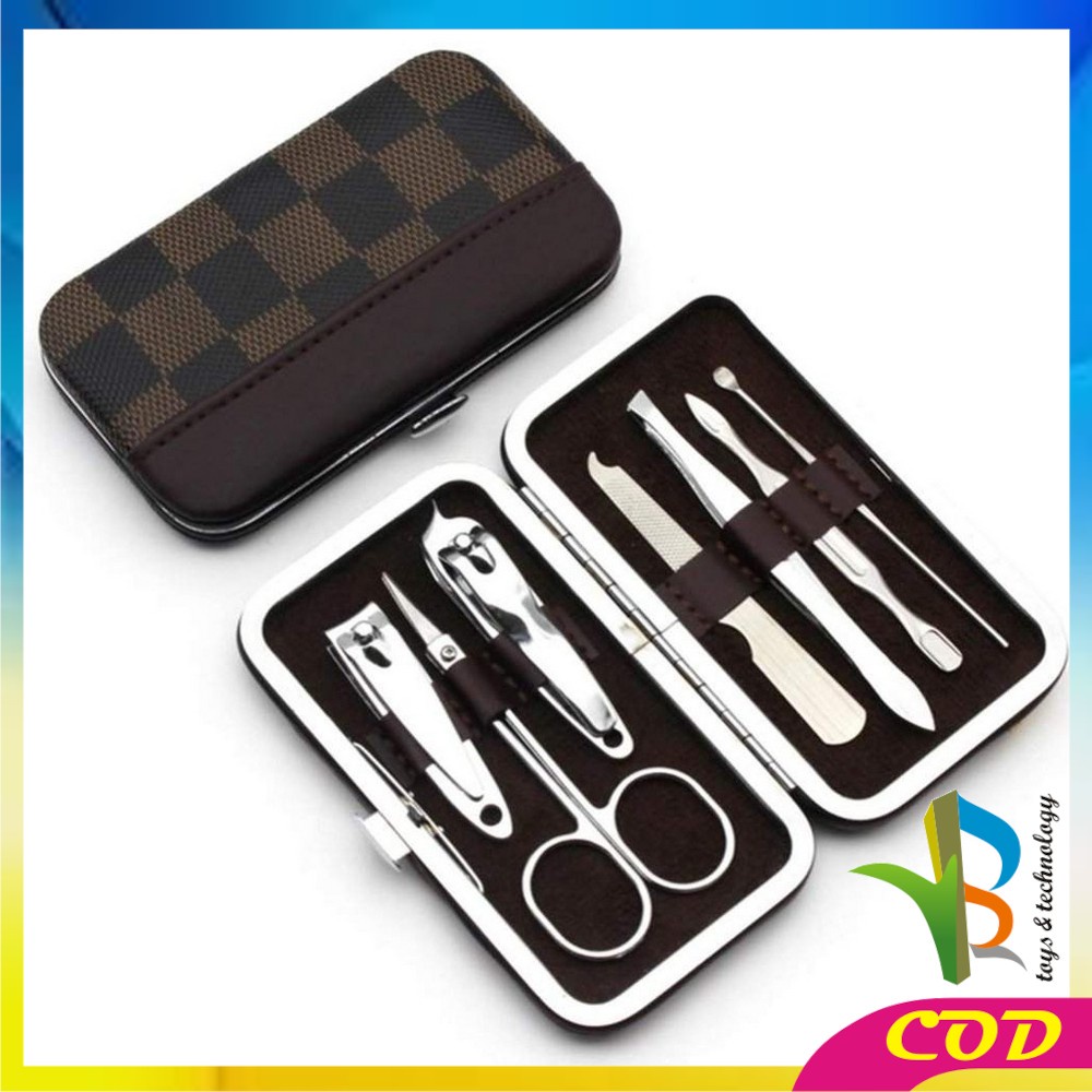 RB-K63 Manicure Pedicure Set 7 in 1 Mini Stainless Stell Gunting Kuku Portable Tools Set Perawatan Kuku Nail Art Menicure Pedicure Set Dengan Dompet