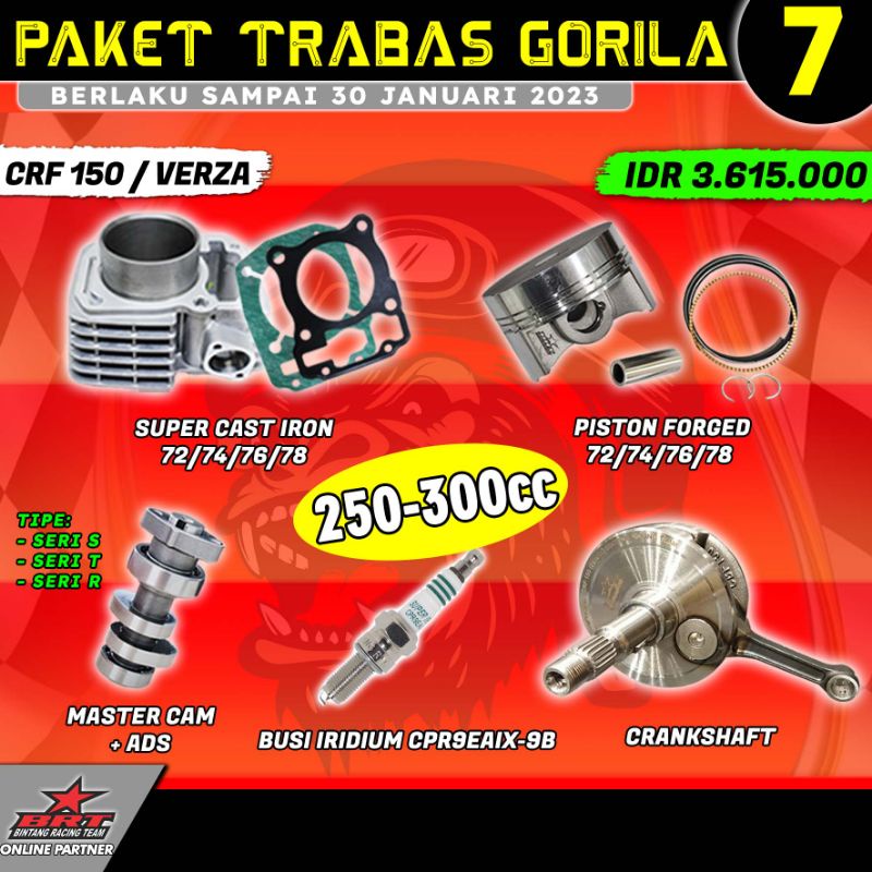 PAKET GORILA 7 BRT ( CRF 150 DAN VERZA )