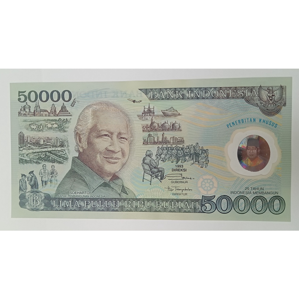 50000 Rupiah 1993 Polymer Suharto UNC Utuh