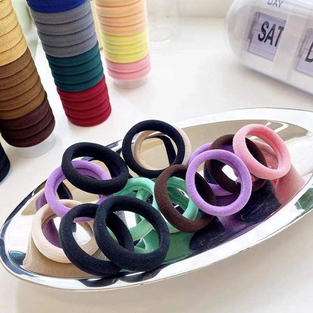 GrosirMart Ikat Rambut Anak Elastis Isi 20 Pcs / Kunciran Wanita Motif Polos Gaya Korea Free Tabung Kekinian