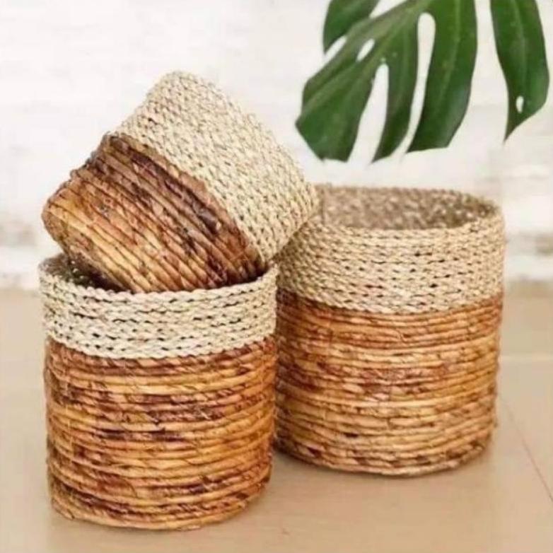 COVER POT SEAGRASS / KERANJANG POT / POT ANYAMAN /  POT TANAMAN / POT MEJA /KERANJANG MENDONG PANDAN