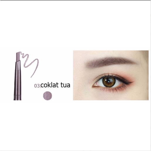 LAMEILA Geometry Colors Double Heads Eyebrows Pensil Alis Eyebrow Brush Waterproof Tahan Air