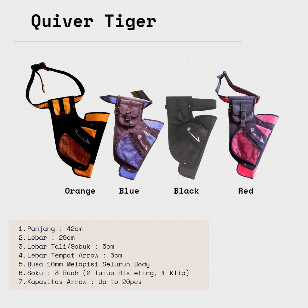 QUIVER TAS ANAK PANAH TIGER | COPY EASTON TAS BUSUR TABUNG ARROW | BUSUR PANAHAN ARCHERY