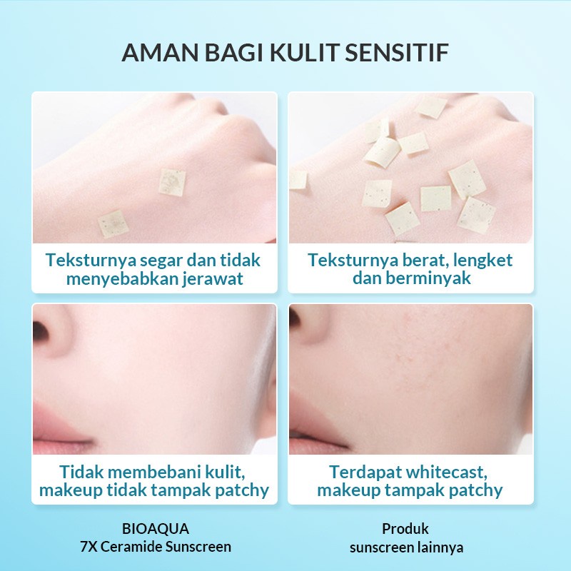 ✨ AKU MURAH ✨ BIOAQUA 7X Ceramide Sunblcok Wajah Sunscreen SPF 50 PA++++ 40ml