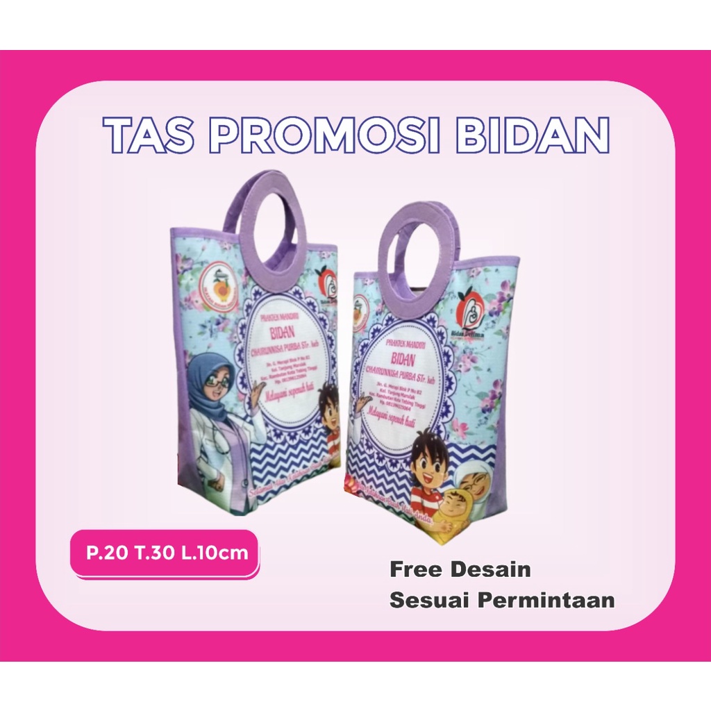 TAS SOUVENIR BIDAN / PROMOSI BIDAN / SOUVENIR BIDAN PEGANGAN BULAT