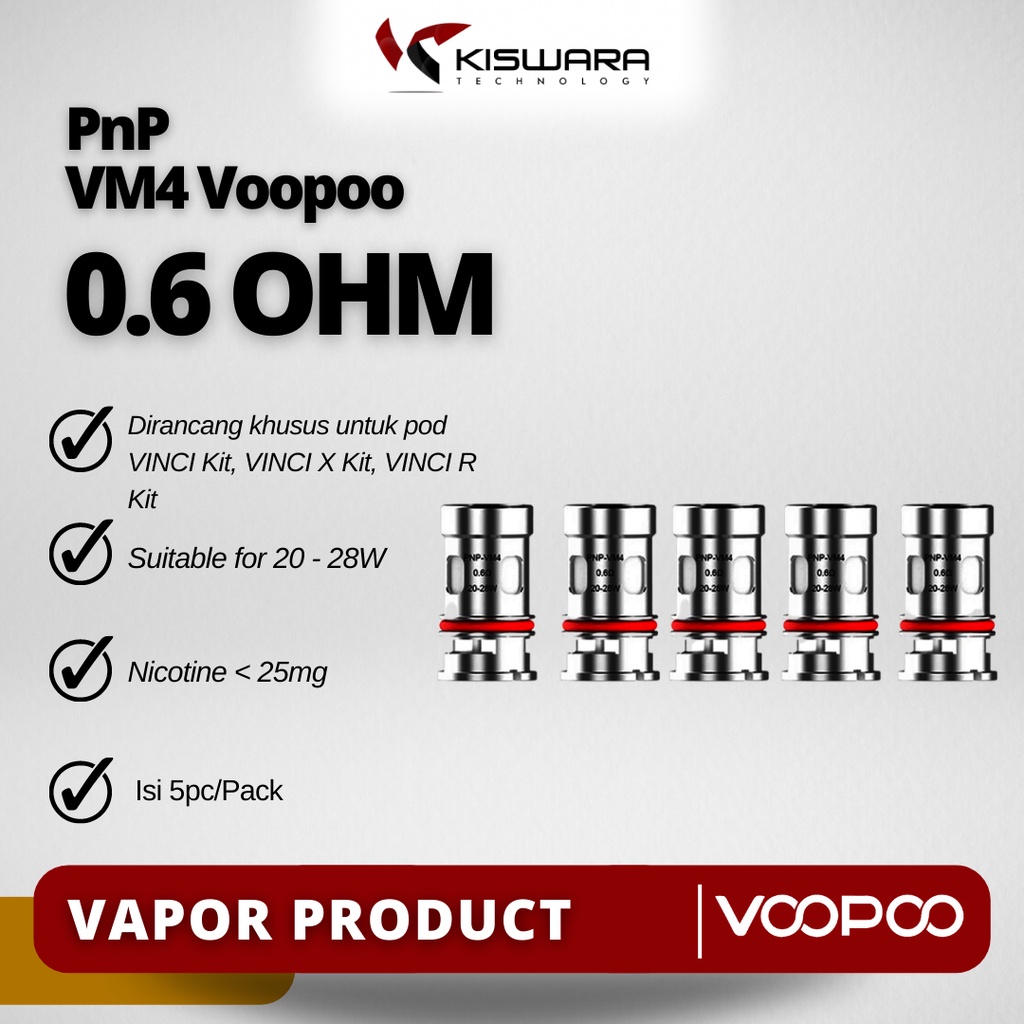 Voopoo PnP-VM4 0.6 Ohm Coil Head PACK 5 PCS