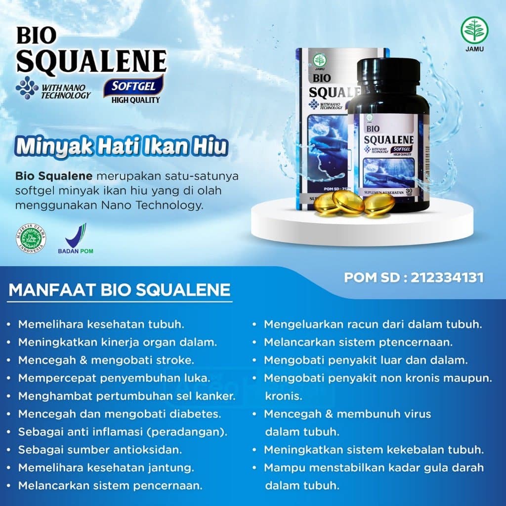 BIO SQUALENE Bio Squalene Softgel Minyak Hati Ikan Hiu Berkhasiat Tinggi Omega 3