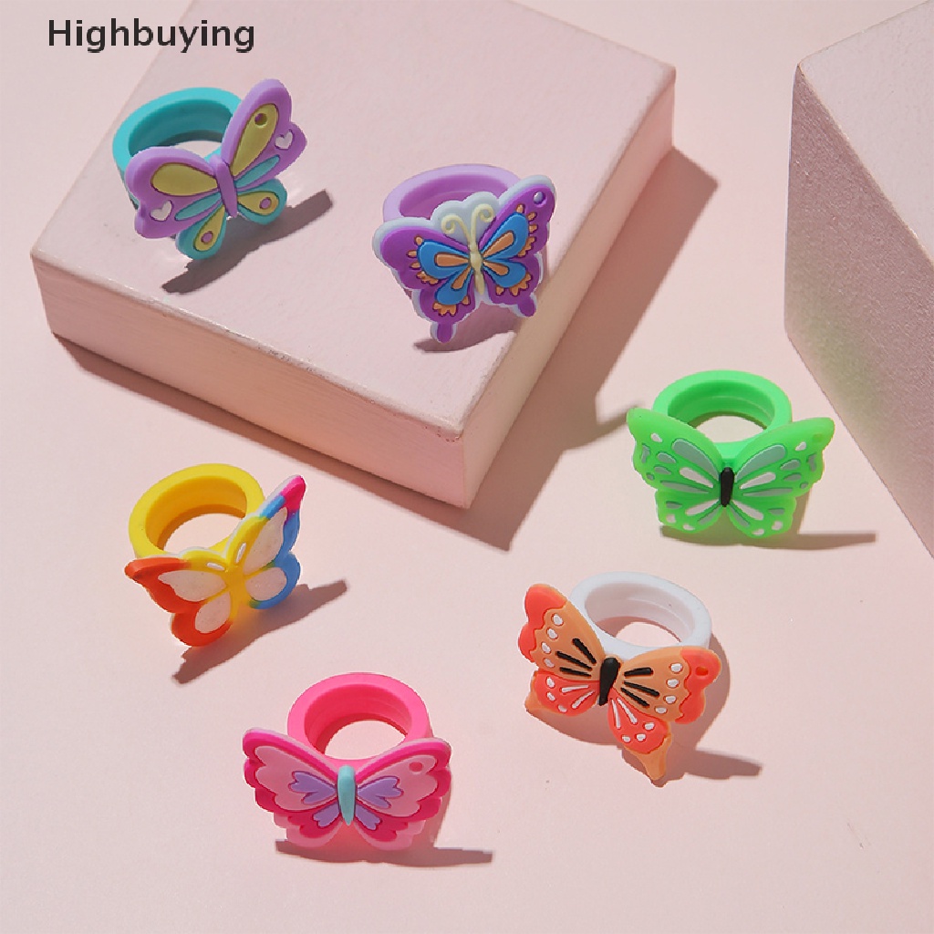 Hbid Cincin Kupu-Kupu Lingkungan Gadis Cowok chindren PVC Silicone Ring Handmade Cincin Kartun Anak Glory