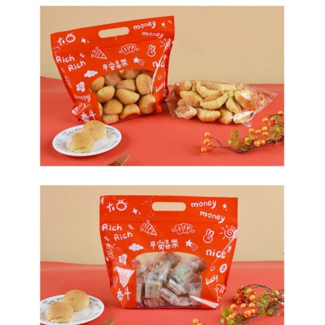 PLASTIK ZIPPER JERUK COOKIES ROTI/BREAD BAG CNY IMLEK MERAH ZP-CNY 11