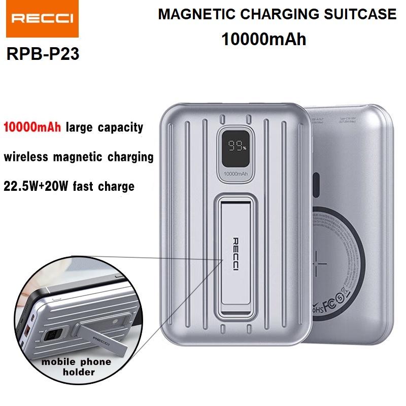 RECCI RPB-P23 10000mAh Powerbank - PD 20W and Wireless Charging 15W - Powerbank Terbaru dari RECCI dengan 15W Wireless Charge