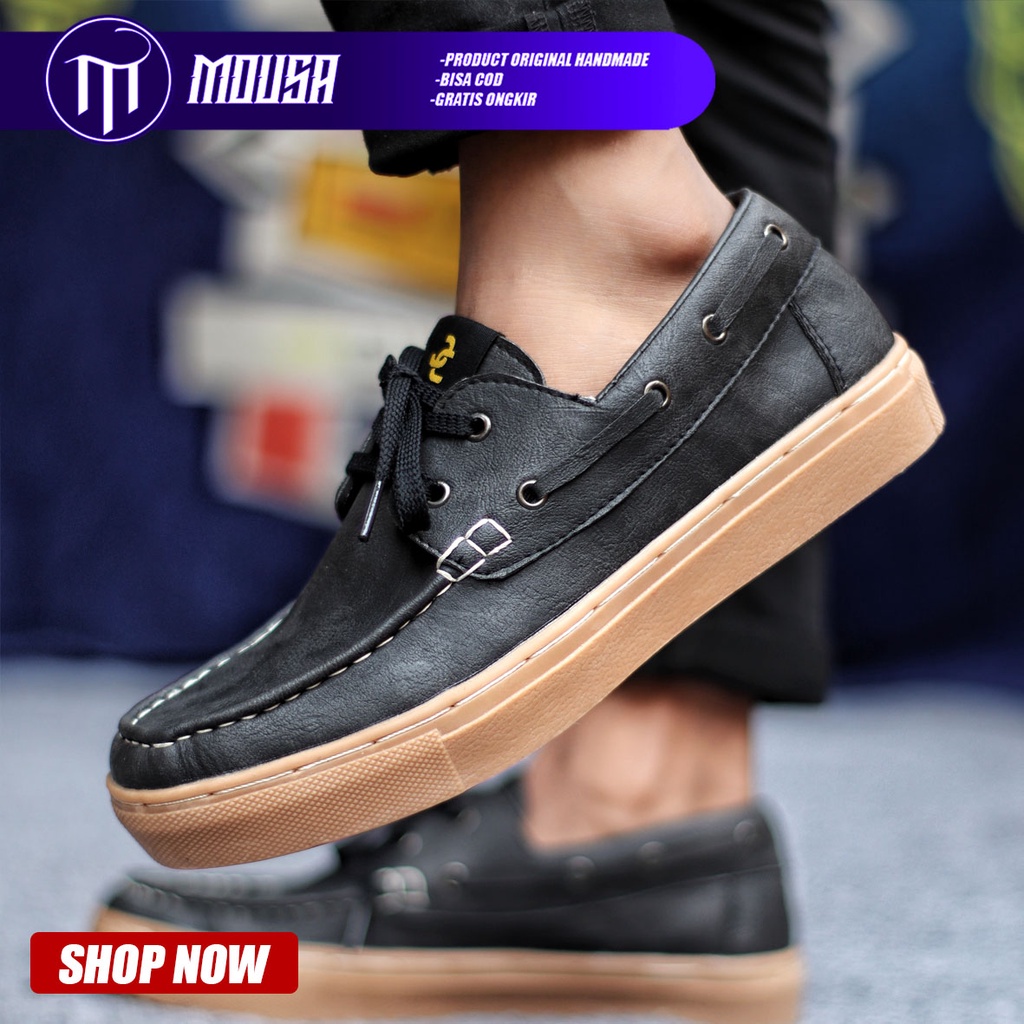 Sepatu Casual Pria Sepatu Kulit PU Hitam Coklat Mousa Jimzap