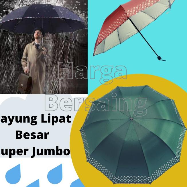 ✔️  Payung Lipat Besar Super Jumbo - Payung Lipat Super Besar 10 Jari 10R Kuat Kokoh Anti UV Anti An