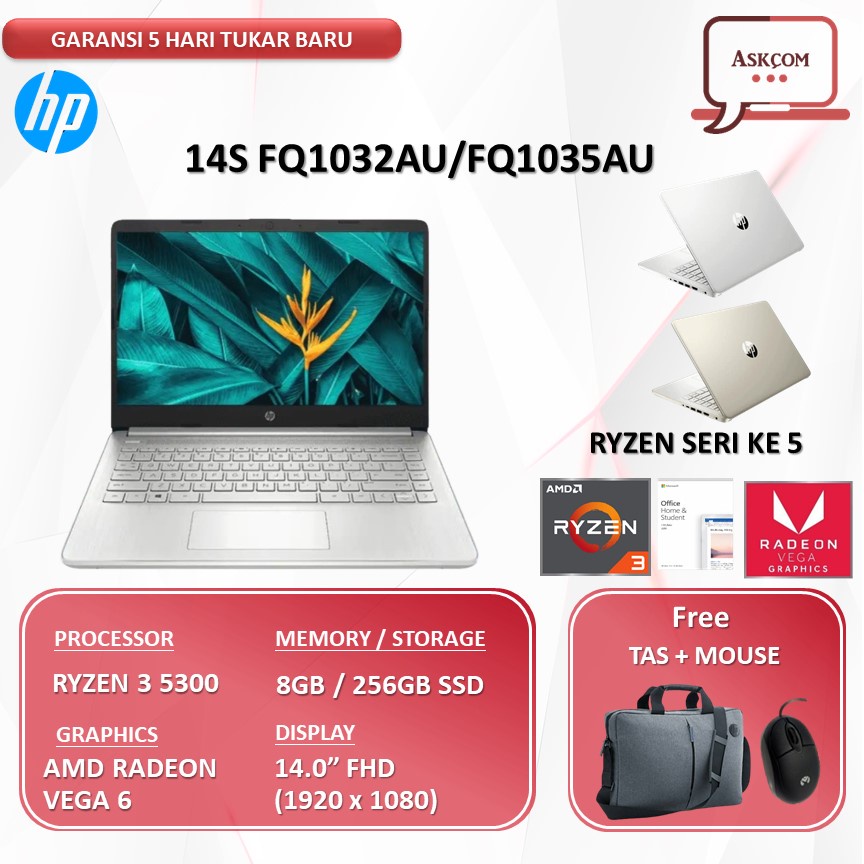 Jual Laptop Hp 14s Ryzen 3 5300 Ram 8gb 512gb Ssd Vega 6 Ohs 140fhd Ips Blit Fq1032aufq1035au 2011