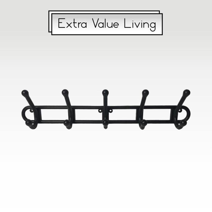 Viento Kapstok Plastik 5 Hook Gantungan Baju Wall Hanger Hitam