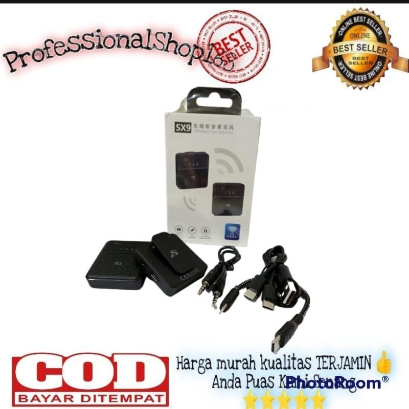 PS - Microphone SX9  wireless type C kabel 2 in 1 type C / kabel usb C to C lengkap jack audio dan b