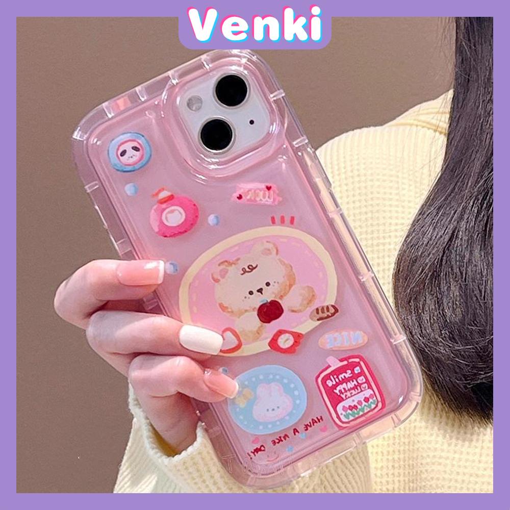 Case For iPhone 14 Pro Max TPU Soft Jelly Airbag Clear Pink Case Cute Bear Camera Protection Shockproof For iPhone 14 13 12 11 Plus Pro Max 7 Plus X XR