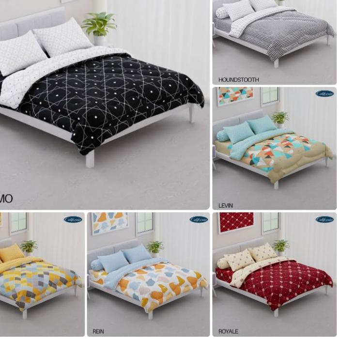 Terlaku.. Bed Cover Set California 180x200 Fitted (Tidak Rumbai) / Satu Set Bedcover California 180x