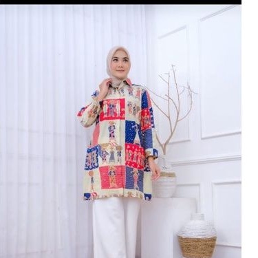 Atasan Wanita Bu Tejo lapis trikot Batik Solo
