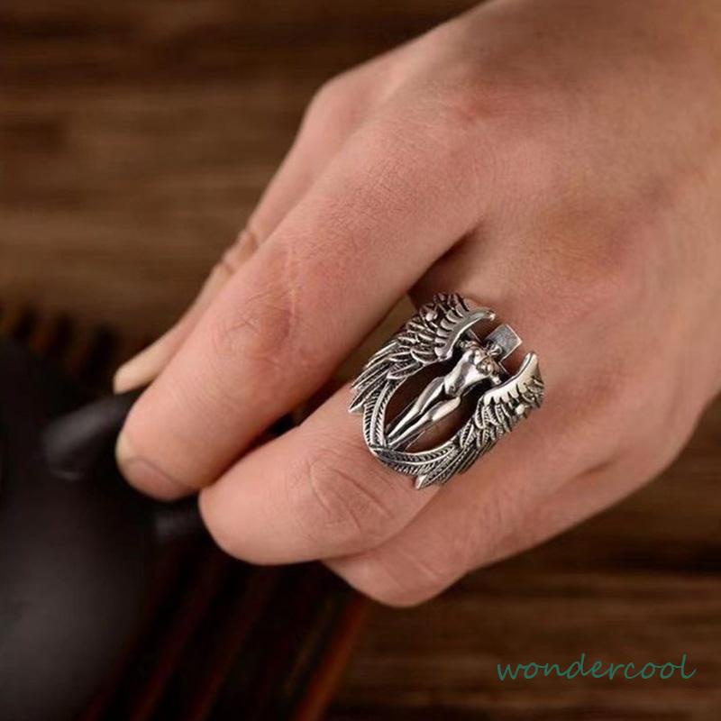 Cincin punk perak antik yang dipersonalisasi Pria aksesori fashion Korea-Won