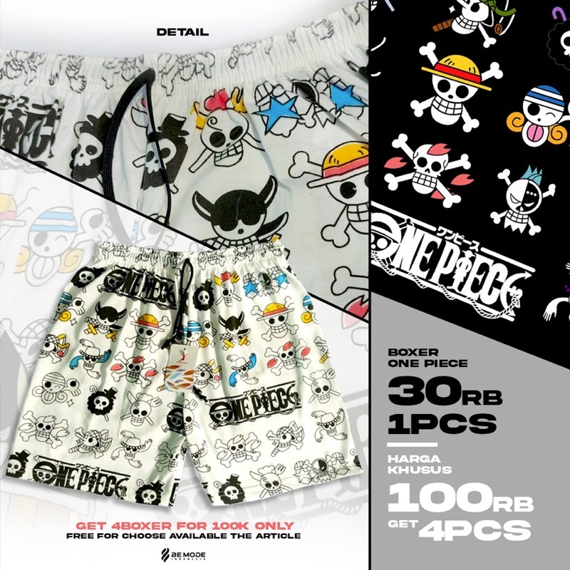 Celana Pendek Boxser katun grosir murah Kolor anime cotton cvc special edition one piece