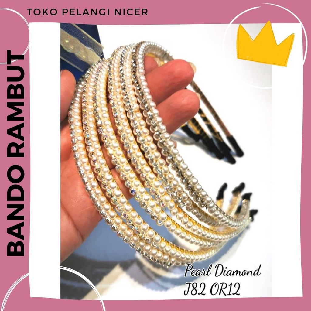 Tokopelanginicer Bando fashion Wanita Permata Korea Mewah kekinian - Bendo Bandana Fashion