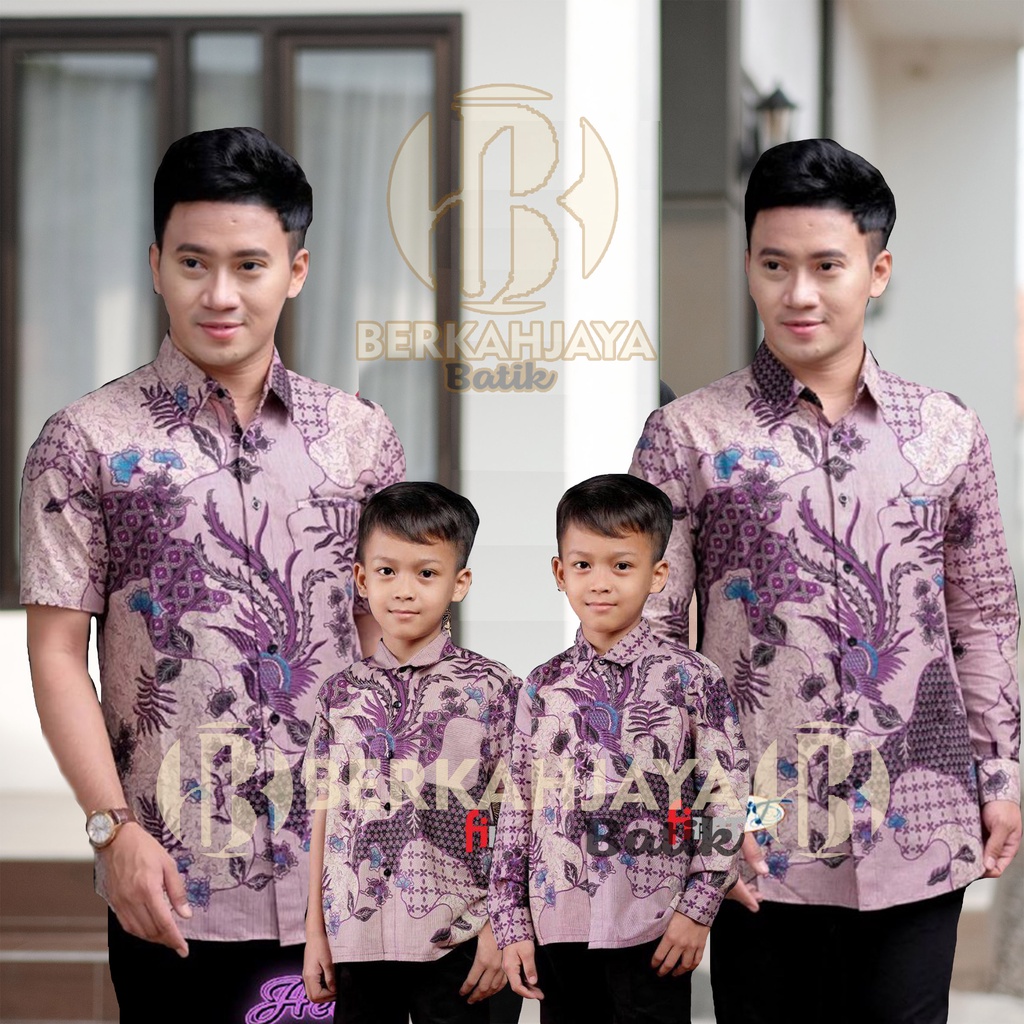 BATIK FAMILY COWO PRIA COUPLE AYAH DAN ANAK  KEMEJA BATIK LENGAN PANJANG PENDEK BERKAHJAYA BATIK