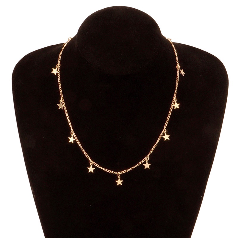 Star Choker Necklace Gold Kalung Bintang Wanita Dainty Layer Kalung Untuk Hadiah Gadis Remaja