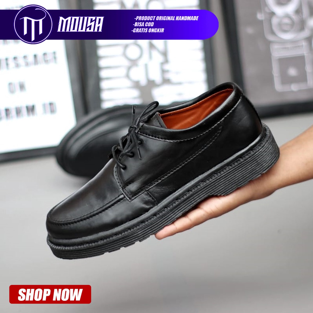 Sepatu Formal Pantofel Docmart Kerja Pria Hitam Mousa Jame