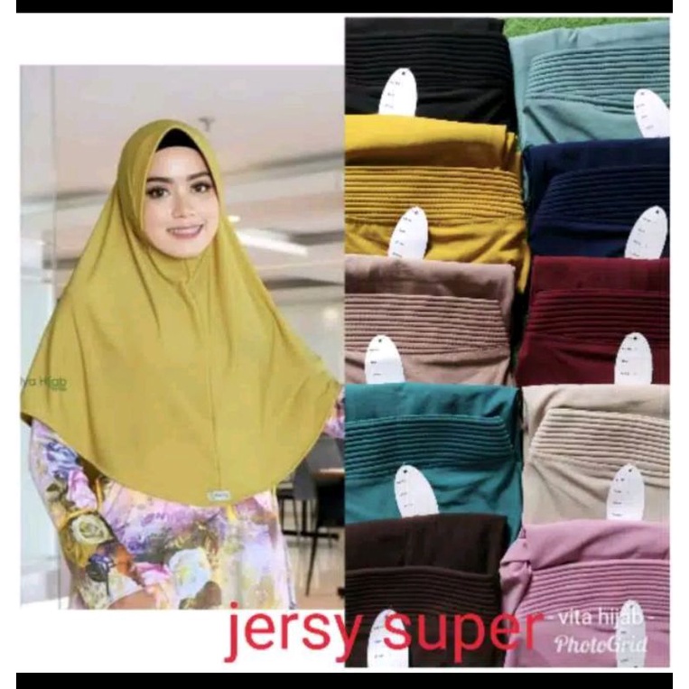 Jilbab jersey premium hijab bergo hamidah polos Setandar  CHR Size M
