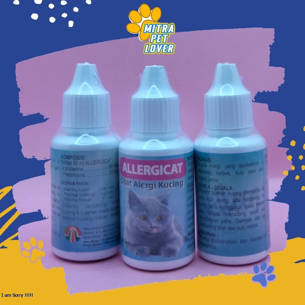 ATASI ALERGI KULIT KUCING - ALLERGI CAT DROP 30ML - MENGATASI GATAL DAN SEGALA JENIS ALERGY KARENA MAKANAN DEBU KUTU &amp; JAMUR RADANG KULIT PADA KUCING ALLERGICAT - MURAH ASLI GARANSI KUALITAS ORIGINAL - PET ANIMAL OBAT KESEHATAN &amp; VITAMIN MITRAPETLOVER