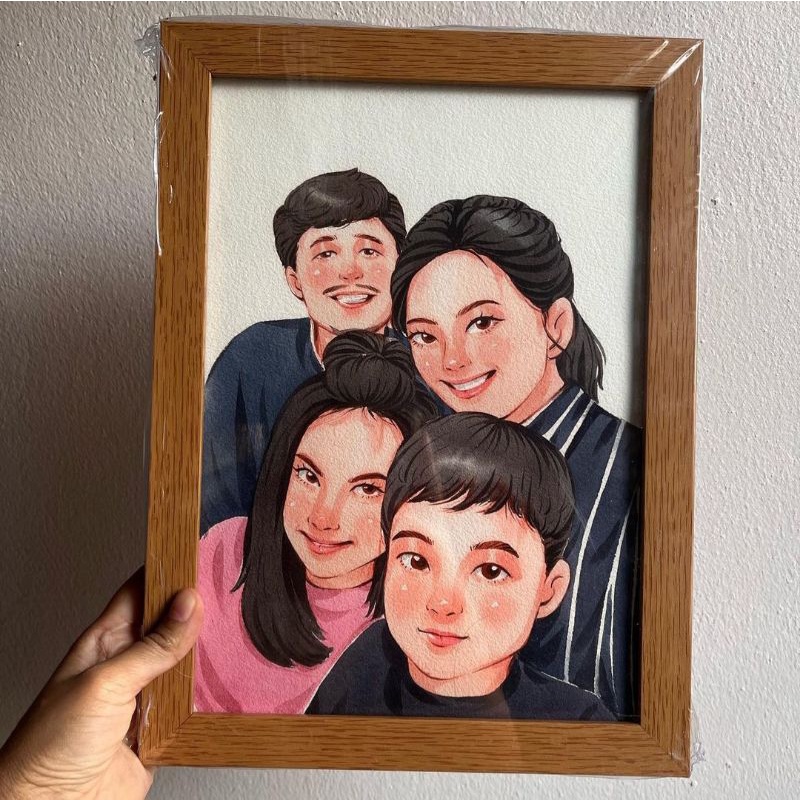 ilustrasi cat air watercolor digital, kado wisuda, ulang tahun, annniversary, birthday, wedding, per