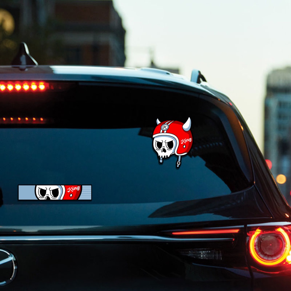 Skull Motorcycle Rider Motocross Body Windshield Stiker Dekoratif Skull King Car Window Fuel Tank Cover Decal